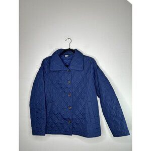 Lands’ End Primaloft Navy Blue Quilted Puffer Button Up Size Small 4-6